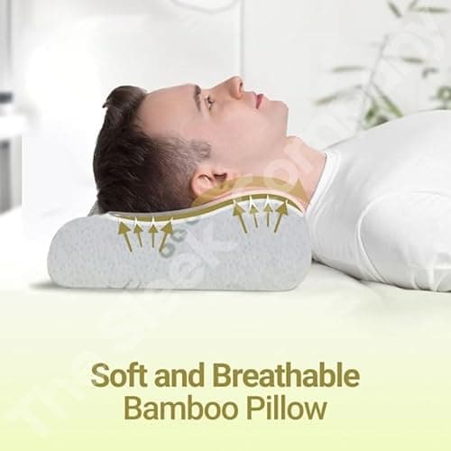 Luxury Small Contour Bamboo Memory Foam Pillow – 35D Firm Foam with Soft 240 GSM Bamboo Jacquard Cover – Ergonomic Pillow for Neck And Shoulder Pain – Best Orthopedic Pillows for All Sleeping position — view 4