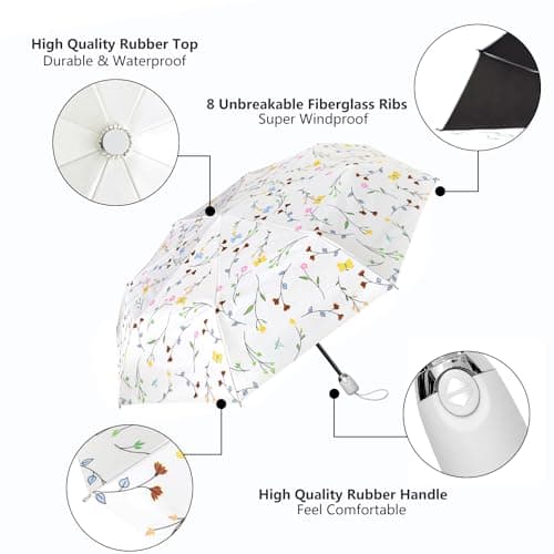 CUBY UV Sun Umbrella Compact Folding Travel Umbrella Auto Open and Close for Windproof, Rainproof & 99.9% UV Protection Parasol with Black Anti-UV Coating — view 3