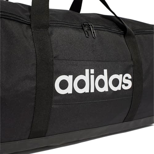 adidas Unisex Essentials Linear Duffel Bag Duffel Bag, Black/Black/White, L — view 4