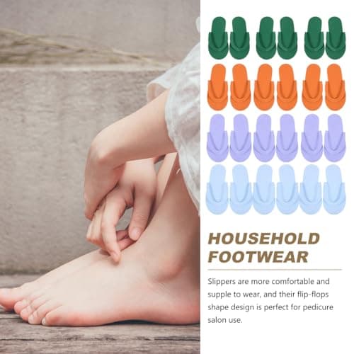 Toyvian Disposable Pedicure Slippers, 24 Pairs of Disposable Pedicure Foam Slippers, Multi Color Foldable Salon Flip-flops for Nail Foot Spa Beach Party — view 6