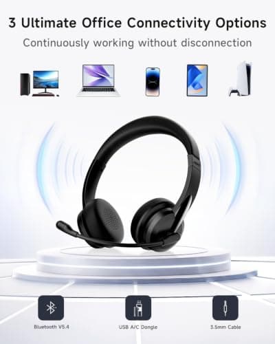 AOC Wireless Headset with Microphone for Work, V5.4 Bluetooth Headset — view 2