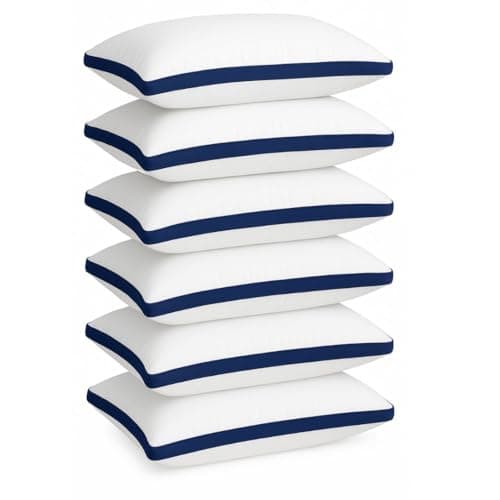 Pillows 6 Pack Hotel Quality Side Sleeper Bounce Back Bed Pillow - White Pillows 6 Pack Neck Pillow Shoulder Back Support Super Soft Firm Machine Washable Hypoallergenic (6, Hotel Pillow)