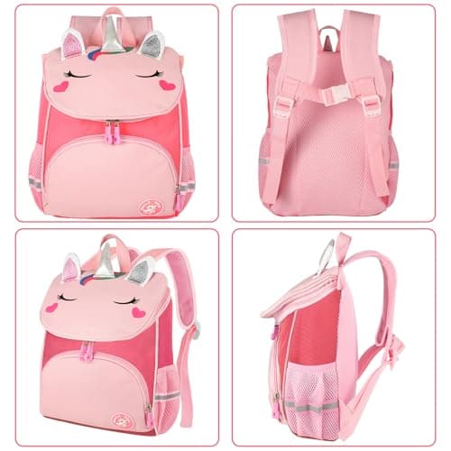 Yafe School Bag for Girls, Kids Children's Backpack with Chest Strap, Pink — view 3