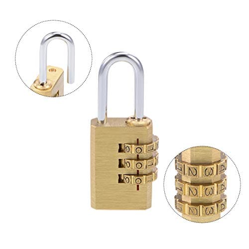 sourcing map 3 Digit Combination Padlock Brass Locks 3mm Shackle Diameter for Gym Locker Fence Suitcase Travel Outdoor — view 5