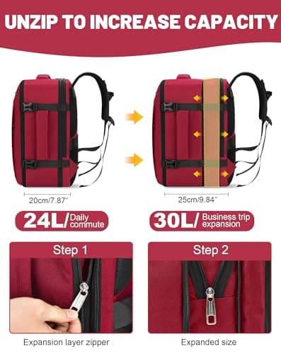 MOCOCITO Ryanair Cabin bags 40x30x20 Travel Backpac Expandable 40x30x20 to 40x30x25, 24L to 30L Carry On Weekend Trips Suitable for Ryanair, Wizz Air, Easyjet, Vueling — view 3