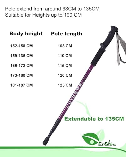 2 X Hikehobby® Antishock With Handle Trekking Walking Hiking Stick Pole (purple) — view 2