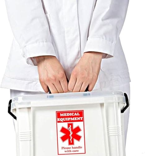 10 Medical Equipment Inside Tag Card, 2 Red Fragile Equipment Inside Tag Medical Equipment ID Identification Luggage Tags, 8 Handle with Care Labels for Medical Supplies (Combination) — view 3