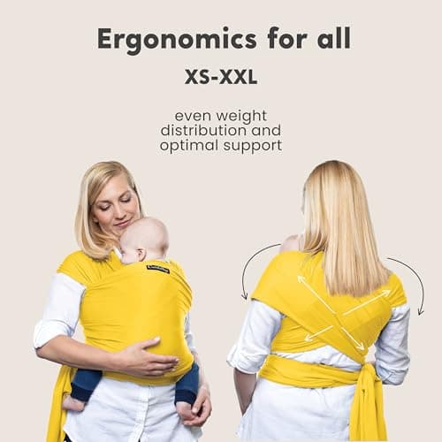 Cuddlebug Baby Wrap Carrier, Soft Stretchy Newborn Sling, 3-16 kg, Yellow — view 5