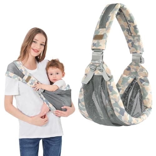 AUYAO Baby Sling Carrier Portable Toddler Sling Thick Shoulder Strap 3D Mesh Wrap Sling Wrap Baby Carrier Adjustable Baby Hip Sling Carrier for Newborn Up to 0-36 Month(Camouflage Pattern)
