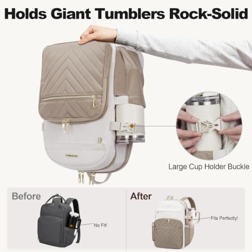 VANKEAN 15.6 Inch Laptop Backpack for Women Work Laptop Bag College KHAKI — view 2