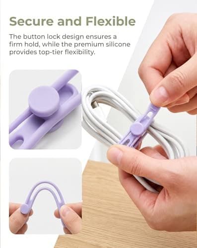 12 Pack Cable Ties Silicone Reusable Cable Straps for Desk Management — view 6