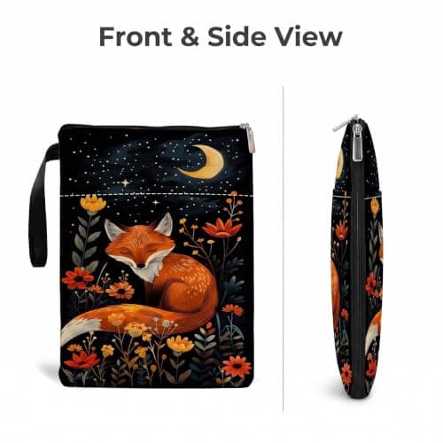 Yipakeh Book Sleeve, Fox Print Zippered for Books/Tablets Travel — view 3