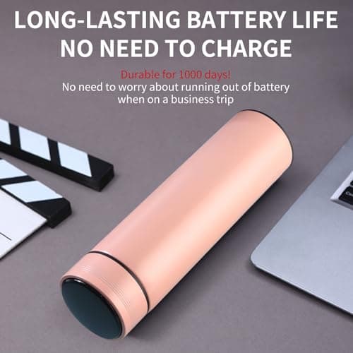 Insulated Stainless Steel Travel Mug 500ml with LED Temperature Display Lid, Vacuum Thermal Bottle, Keeps Cold 24h Hot 12h, Leakproof Portable Water Bottle for Coffee Gym Office Travel - Purple — view 4