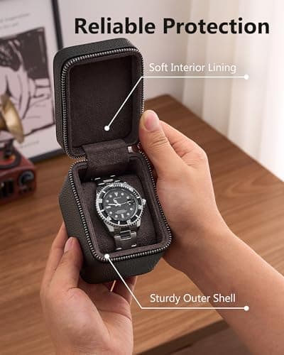 ProCase Single Watch Travel Case for Men, Portable Watch Holder -Black — view 3