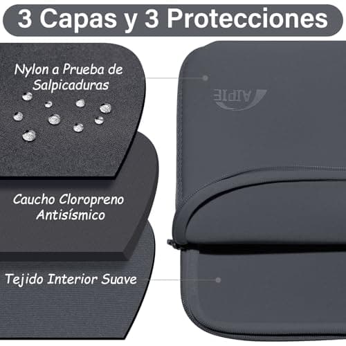 AIPIE Laptop Sleeve 14 14.2 Inch Bump Absorb Laptop Case 13.58x9.65x1 Inches Durable Cover Compatible with Asus, Dell, HP, Lenovo Thinkpad Ideapad Chromebook Ultrabook Surface Gaming PC, Gray — view 3