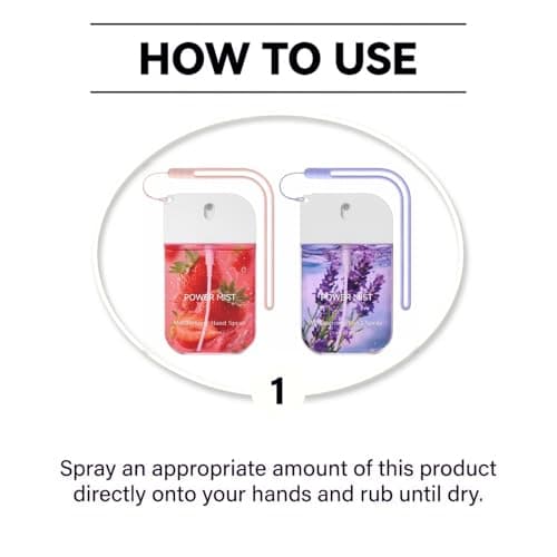 2PCS Mist Hydrating Hand Sani/tizer Spray,Mini Travel Size Pocket Hand Sani/tizer with Strawberry & Lavender Flavor,Portable H/and Saniti/ser Spray,Power Mist H/and Sa/nitizer for On-The-Go Cleansing — view 5