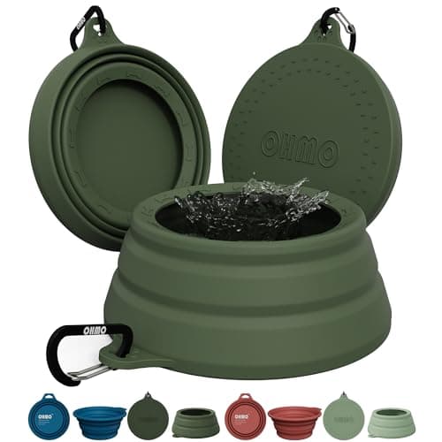 OHMO Non Spill Collapsible Dog Bowl, 700 ml, Camo Green