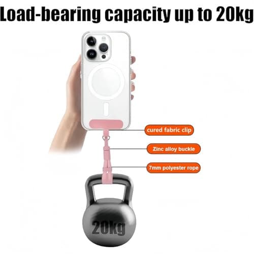 VOAVIA Phone Lanyard,Anti Theft Phone Strap & Wrist Strap for Mobile Ph/one,Hand Wrist Strap with Tether Tabs for Smartphone,Adjustable Security Wristlet for Phones, Cases, Cameras, Keys, Bags（PINK） — view 4