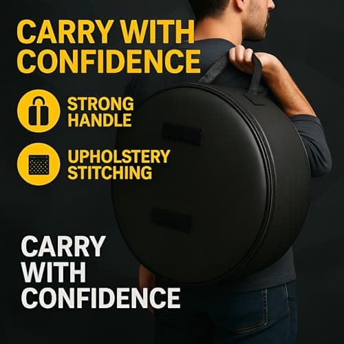Spare Wheel Bag XXXXL 75 cm Diameter / 26 cm Width - Waterproof PU Leather Tyre Storage Cover with Zip and Carry Handle - Carpet-Grip Pads for Boot Stability - Universal Space Saver Wheel Case - Black — view 6