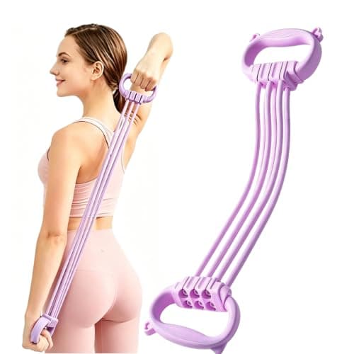Figure 8 Resistance Bands with Handles, 6-Tube 90lbs Durable Back Stretcher Strap for Women Arm Back Shoulder, Adjustable Non-slip Elastic Rope Stretch Band for Yoga, Fitness, Chest Training