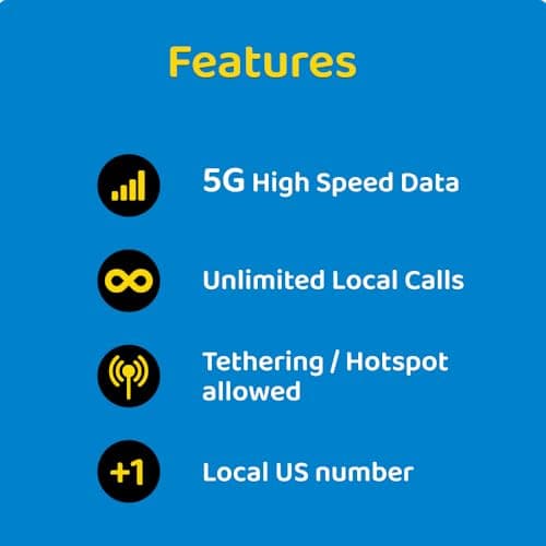 USA eSIM for Tourists 30 Days 5 GB Data on High Coverage Network | Unlimited Local Calls within USA | Get eSIM Same Day! | Hotspot and Tethering allowed — view 2