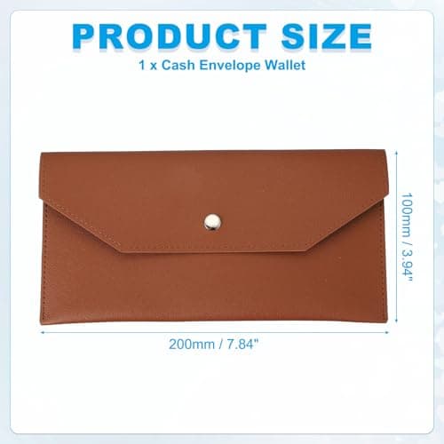 PATIKIL Cash Envelope Wallet, Budget Cash Holder Reusable Money Bag Pouch Leather Money Organizer Pouch for Men Women Receipt Check Bill Travel Graduation Holidays, Brown — view 2