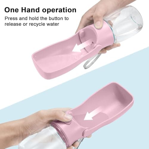 SOICTA Portable Dog Water Bottle for Walking 19 OZ or 12 OZ Portable Pet Water Bottles for Puppy Small Medium Large Dogs Water Dispenser Bowl Dog Accessories(12OZ Pink) — view 3