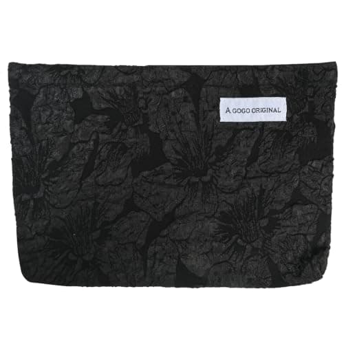 Make Up Bag Travel Toiletry Bag for Women Large Cosmetic Bags Small Black Pouch with Metal Zipper Mini Makeup Organiser Bag for Daily Use and Gym