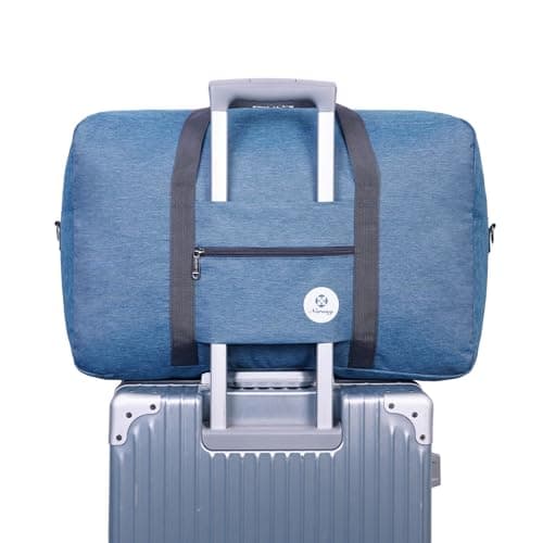 for Airlines Large Cabin Bag Foldable Travel Duffel Bag Holdall Tote Carry on Luggage Overnight for Women and Men 40L (Thick Series Navy Blue) — view 6
