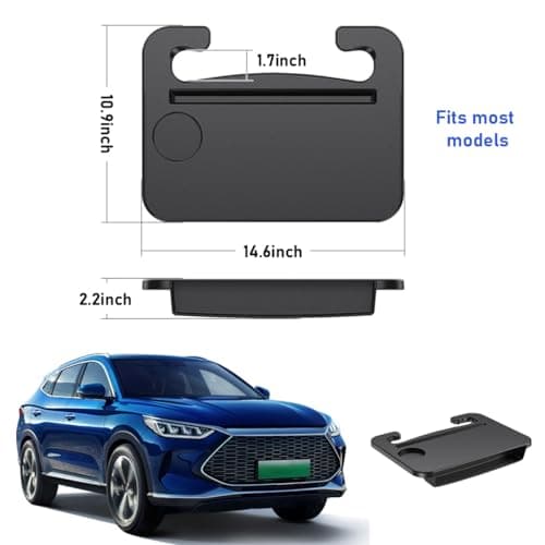 Sylvil 2 in 1 Car Steering Wheel Tray, Steering Wheel Desk with Cup Holder for Laptop Eating Drinking, Auto Seat Gap Filler Organizer, Road Trip Car Accessories for Most Steering Wheels — view 2