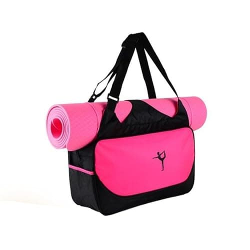 mophrati Sports Duffel Bag Travel Carry Bag Dance Yoga Mat,Rose Red