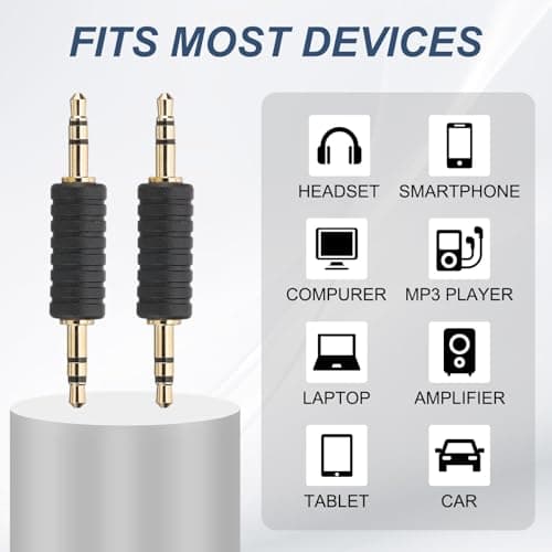 PATIKIL 3.5mm (1/8 Inch) Male to Male Audio Adapter, 2Pcs, Black/Gold — view 6