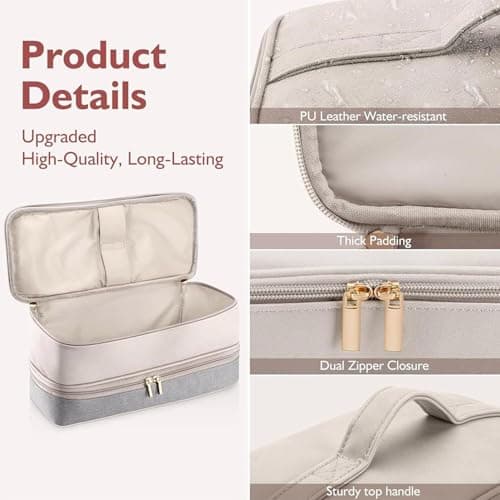 Hair Dryer Case, Hair Tool Organizer, 15x6x6 Inch Double-Layer Dryer Case, Waterproof Travel Organizer Bags with Handle and Zipper for Flat Curling Iron Hairdryer — view 2