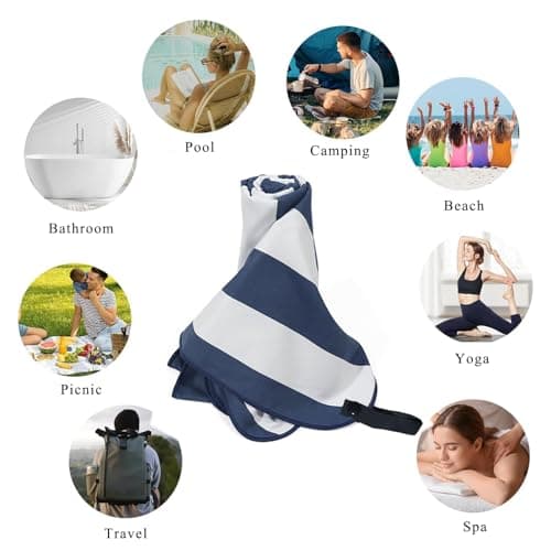 DDUP Microfibre Beach Towel, 160x80cm Extra Large Sand Free Beach Towels for Adults,Soft and Lightweight Travel Towel,Double Sided Quick Dry Super Absorbent with Mesh Bag for Swimming Yoga Gym(Blue) — view 6