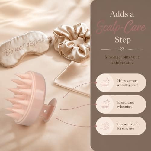 Holler And Glow Bedtime Basics Accessories Set, Limited Edition, Sleep Eye Mask, Silk Scrunchie, Hair Growth Scalp Massager, Satin Pillowcase, Beauty Sleep For Women & Mother’s, 4 Piece Gift Set — view 5