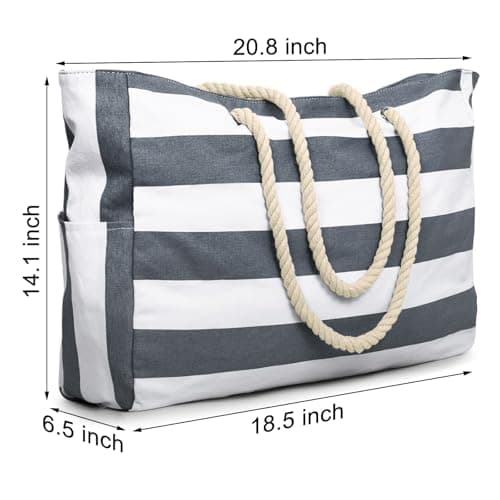 oscaurt Beach Bags for Women Waterproof Beach Tote Bag with Zip and Rope Handle Summer Holiday Essentials for Travel Shopping Shoulder Handbags for Pool Gym Picnic — view 6