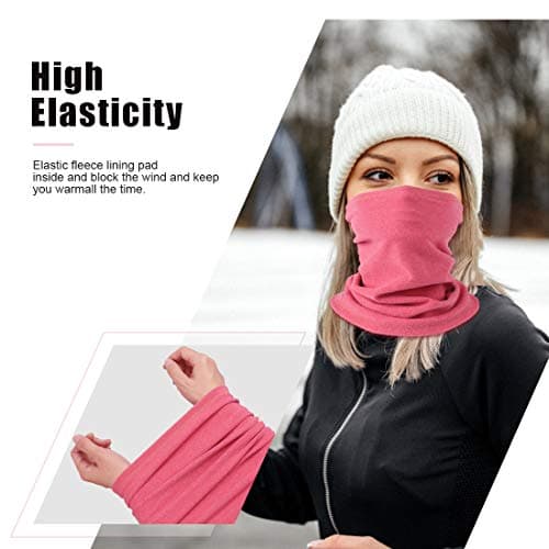 HEGCOIIE Neck Warmer Snood for Men & Women,Winter Neck Gaiter Fleece Bandana Face Covering Mask Windproof Neck Scarf Neckwear for Outdoor Sports Motorcycle Skiing Running Cycling (Rose Red) — view 2