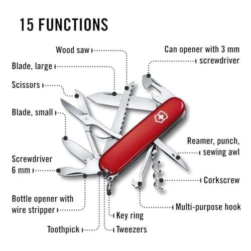 Victorinox Swiss Army Knife Huntsman - 15 Functions Pocket Knife - Red — view 4