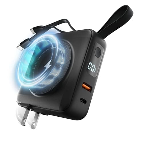STATIK SmartCharge (Gen 2) Power Bank, 5-in-1 Travel Charger with Wall Plug & Built-in USB C Cables,Watch Charger for Apple Watch,10000mAh &European Portable Charger,Compatible w/iPhone,iPad,Samsung