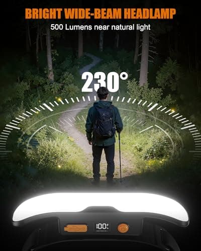 Mohard Head Torch Rechargeable, 230° Wide Beam Bright LED Headlamp — view 2