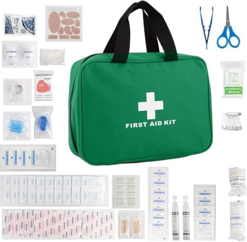 First Aid Kit – Emergency First Aid Refill Reflective Bag with Eyewash, Ice Packs & Emergency Blanket, Safety Essentials for Travel, Car, Home, Camping, Work, Indoor Outdoor Jumbo First Aid