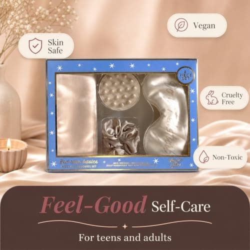Holler And Glow Bedtime Basics Accessories Set, Limited Edition, Sleep Eye Mask, Silk Scrunchie, Hair Growth Scalp Massager, Satin Pillowcase, Beauty Sleep For Women & Mother’s, 4 Piece Gift Set — view 6