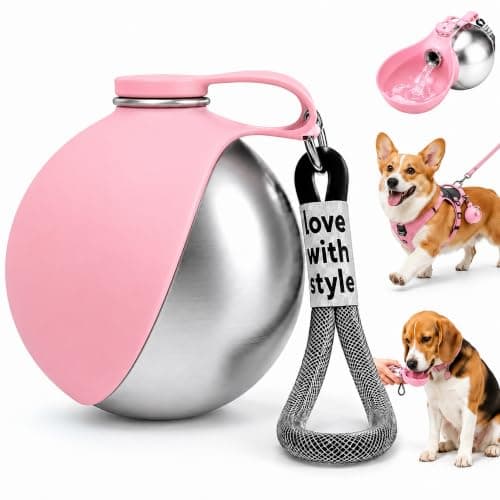 Portable Dog Water Bottle 285ml 2-in-1 Stainless Steel Pet Travel