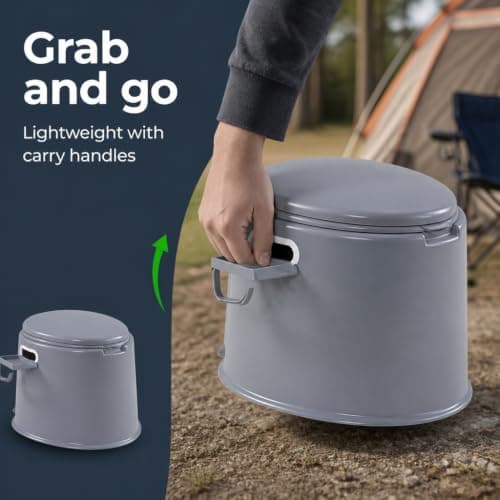 CMY 5L Portable Camping Toilet with Seat, Lid, Handles & Toilet Roll Holder — view 4