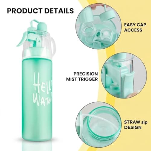 wellrun 580ML Sports Water Bottle with Spray Mist,Portable Leakproof Multi-Function Hydration Drinking Bottle for Outdoor,Fitness,Cycling, Climbing,Hiking,Flip Straw(Matte Blue) — view 3
