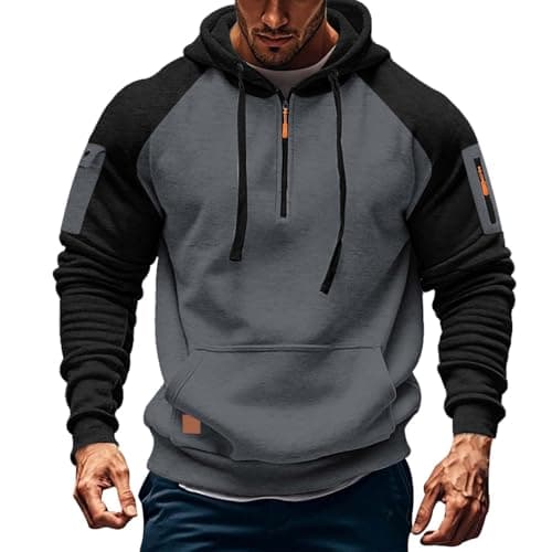 Mens Hoodies Half Zip Pullover Work Jumpers Military Tactical Sweatshirts — view 2