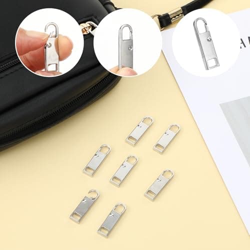 8PCS Zip Pull, 4 Colors Replacement Zipper Pull Repair Kit Universal Zipper Fixer Repair Accs for Luggage Clothing Suitcase Purses Zipper(Silver) — view 3