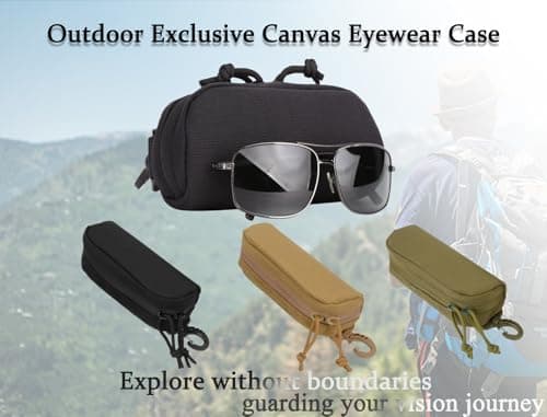 GMYIAK Strategic Hard Shell Glasses Case Portable Nylon Zippered Spectacle Cases for Bike Riding Hiking Belt Pouch Molle Pouches Travel Glasses Case with Belt Loop(Khaki) — view 6