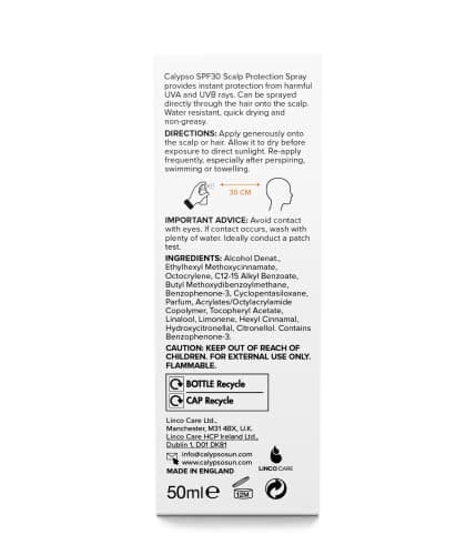 Calypso Hair & Scalp Protection Spray SPF30 Non Greasy High Protection UVA and UVB, 50ml — view 4