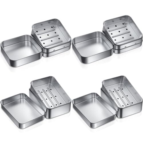 ANVINKU Travel Soap Cases 4PCS, Aluminium Metal Soap Dish With Lid